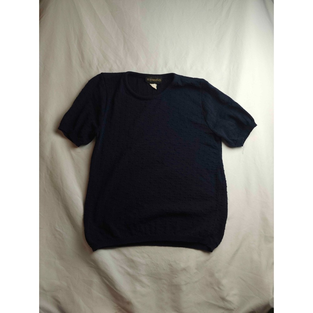 Requirements Pullover Sweater Womens Medium‎ Navy Knit Minimalist Short Sleeve